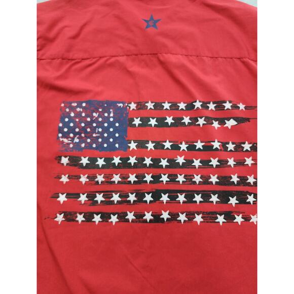 Vintage Y2K Rocawear Short Sleeve Button Up Shirt Size M Red Patriotic Flag USA - Picture 2 of 11